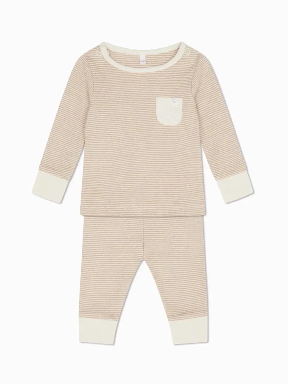 MORI Toddler Pajama Set Bundle 2-3Y Ribbed Blue Oatmeal Grey